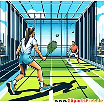 Sporty woman and man playing padel clipart, image