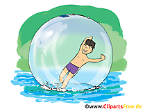 Über Wasser laufen Cartoon, Clipart, Bild, Comic, Illustration