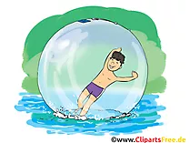 Über Wasser laufen Cartoon, Clipart, Bild, Comic, Illustration