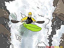 Wildwasser Kanufahren, Kanusport Grafik, Illustration, Bild