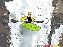 Wildwasser Kanufahren, Kanusport Grafik, Illustration, Bild