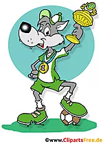 Wolf mit Pokal und Medallie Comic, Cartoon, Clipart