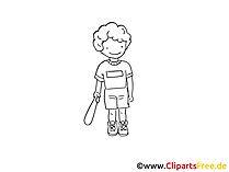 Baseball Zeichnung schwarz-weiss, Bild, Clipart, Comic, Cartoon zum Ausmalen