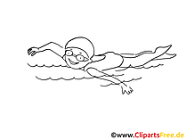 Schwimmen, Schwimmkurs Zeichnung schwarz-weiss, Bild, Clipart, Comic, Cartoon
