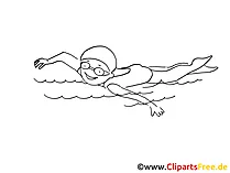 Schwimmen, Schwimmkurs Zeichnung schwarz-weiss, Bild, Clipart, Comic, Cartoon