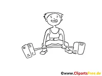 Schwerathlet Zeichnung schwarz-weiss, Bild, Clipart, Comic, Cartoon zum Ausmalen