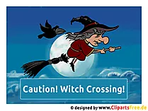 Halloween Sayings in English - Caution, Witch Crossing