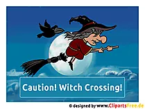 Misemo ya Halloween kwa Kiingereza - Tahadhari, Witch Crossing