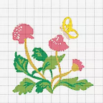 Liebevolle Kreuzstichentwürfe Klee und weitere Blumen