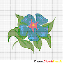 Sticken Kreuzstich blaue Blume