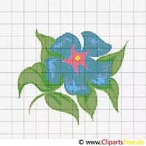 Sticken Kreuzstich blaue Blume