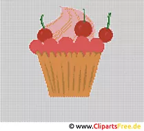 Sticken Kreuzstich Kuchen mit Kirsche