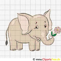 Kreuzstichbild Elefant