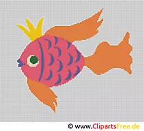Stickbild Kreuzstich Goldfisch