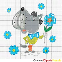 Stickmotive Kreuzstich Cartoon Wolf