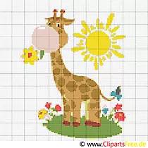 Stickmuster Kreuzstich Giraffe im Zoo