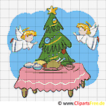 Weihnachts Baum und Engel Weihnachtsmotiv zum Sticken