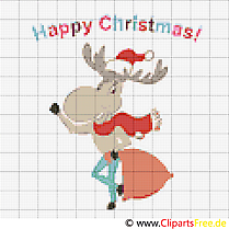 Weihnachtselch, Elch Weihnachten Stickvorlage gratis