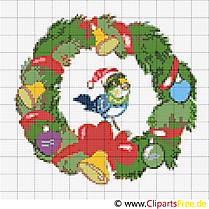Weihnachtskranz Stickvorlage kostenlos