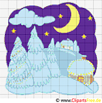 Wintermotiv Bild Stickvorlage
