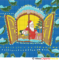 Zum Ausdrucken Stickvorlage Fenster Weihnachtsmotiv