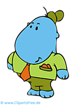 Büromitarbeiter Hippo Clipart, Bild, Cartoon, Grafik, Illustration