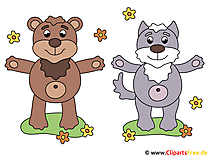 Cartoon Tiere - Bärchen und Kätzchen
