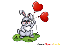 Hase mit Herz-Luftballons Hund Clipart, Grafik, Illustration Hase mit Herz-Luftballons Hund Clipart, Grafik, Illustration