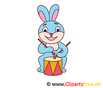 Hase mit Trommel Bild, Clip Art, Image, Grafik, Illustration gratis