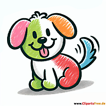 Cartoonhund bunte Zeichnung