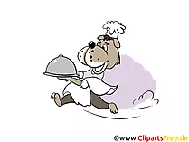 Hund Chefkoch mit Gericht Clipart, Bild, Illustration