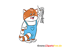 Kater hat Maus gefangen Cartoon, Clipart, Bild, Illustration