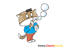 Kater macht Seifenblasen Stillgestanden Clipart, Bild, Illustration