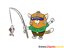 Katze geht angeln Bild, Clipart, Illustration