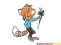 Katze macht Selfie mit Fotokamera Bild, Clipart, Illustration