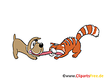 Katze und Hund Cartoon, Clipart, Bild, Illustration