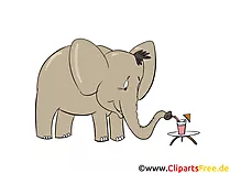 Elefant trinkt Cocktail Clipart, Bild, Illustration