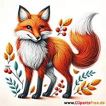 Fox illustration for fairy tales