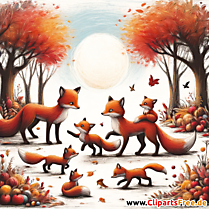 Füchse im Wald Clipart