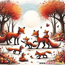 Foxes in the forest clipart