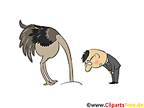 Strauss mit Kopf im Sand Clipart, Bild, Illustration