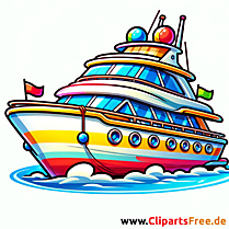 Bunte Yacht in Karibik Clipart