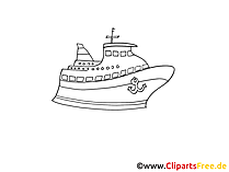 Cruise Liner Zeichnung, Grafik schwarz-weiss, Clipart, Bild