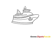 Cruise Liner Zeichnung, Grafik schwarz-weiss, Clipart, Bild