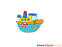 Dampfboot  Clipart, Bild, Cartoon, Comic, Grafik