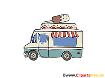 Eiswagen, Verkaufswagen Clipart, Bild, Cartoon, Comic, Grafik
