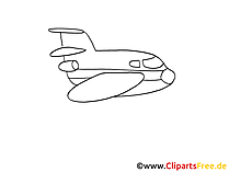 Flugzeug Zeichnung, Grafik schwarz-weiss, Clipart, Bild