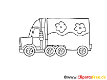 Güterkraftwagen Zeichnung, Grafik schwarz-weiss