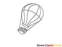 Heissluftballon Zeichnung, Grafik schwarz-weiss, Clipart, Bild