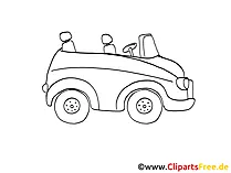 Kabriolet Zeichnung, Grafik schwarz-weiss, Clipart, Bild
